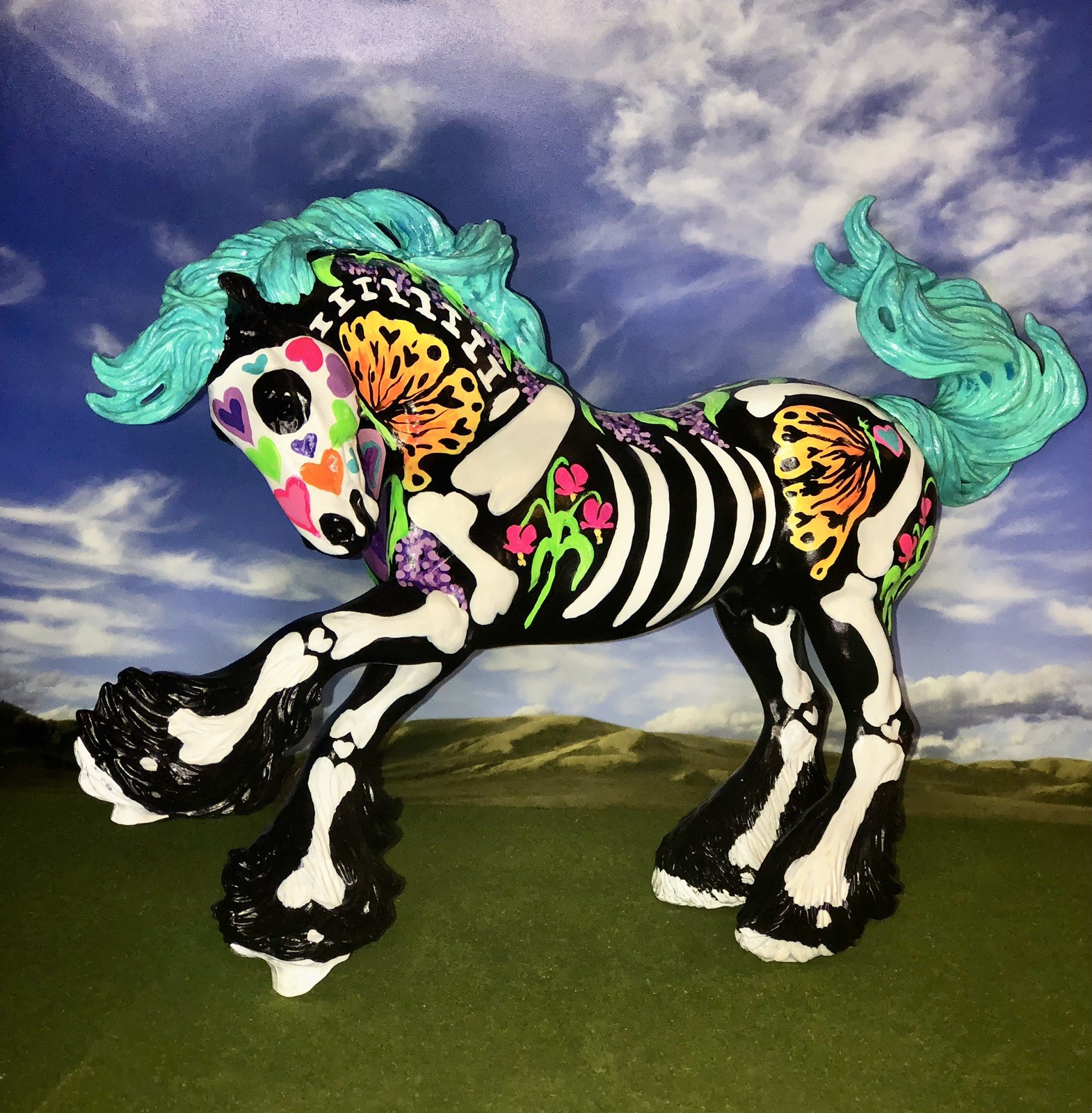 OOAK Breyer cm Custom Gypsy Vanner Halloween Horse Whimsical Sugar Skull 💀