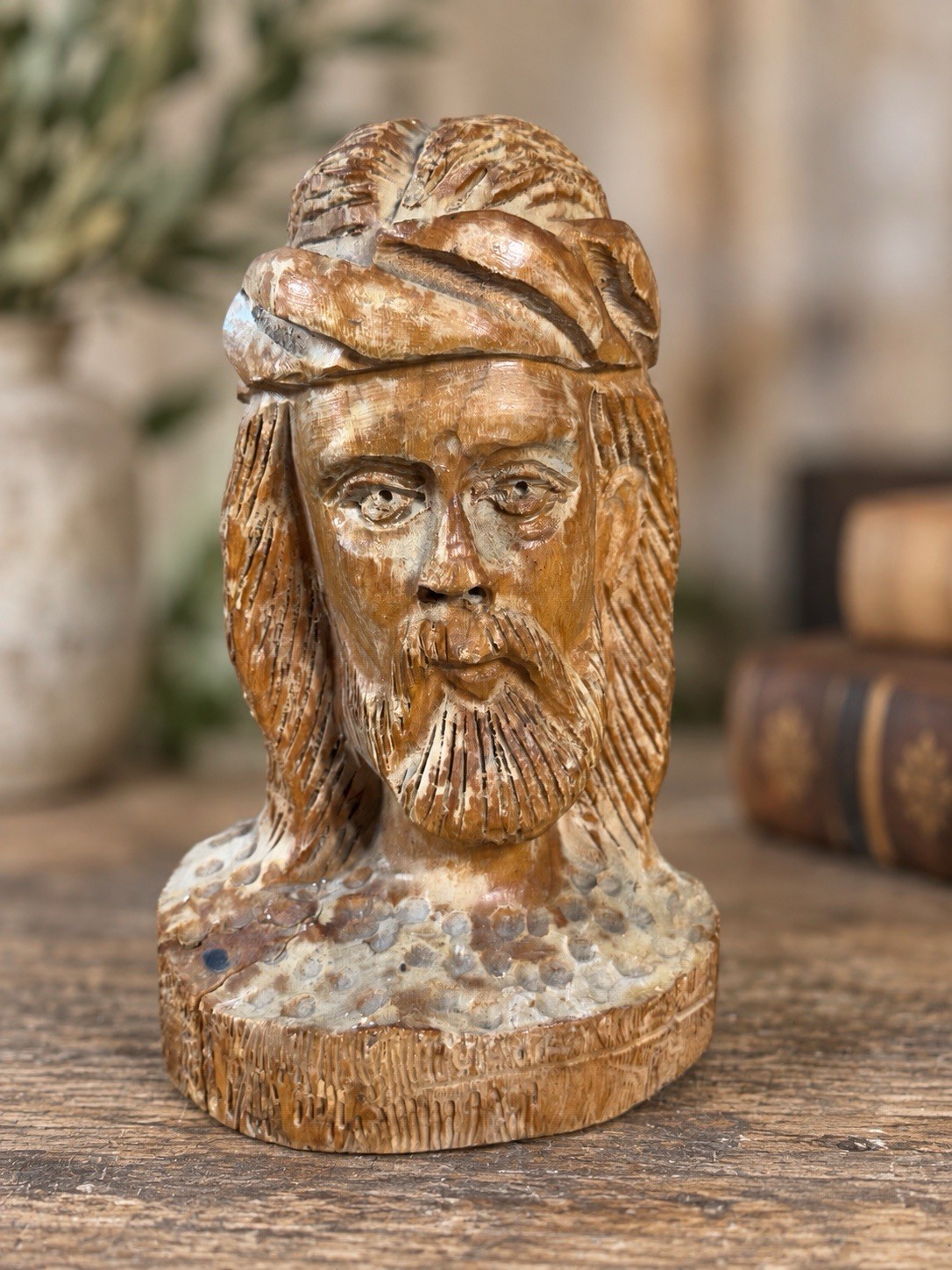 Early Vintage Hand Carved Wooden Sculpture Jesus Christ Italian Made