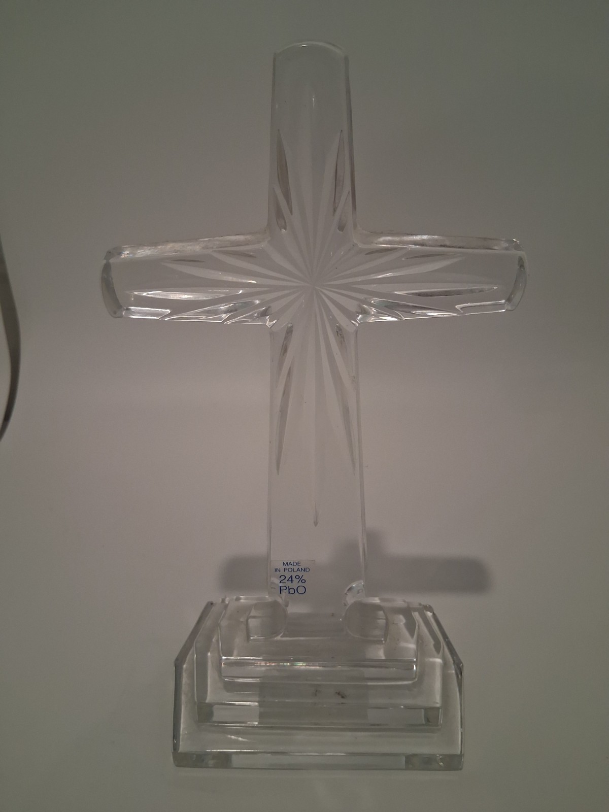Vintage Julia 24% Lead Crystal Standing Cross 8\
