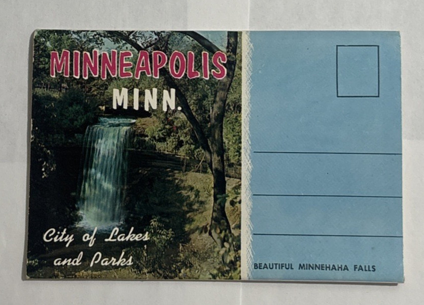 Minneapolis Minnesota City of Lakes and Parks Postcard Folder Fold Out Unposted