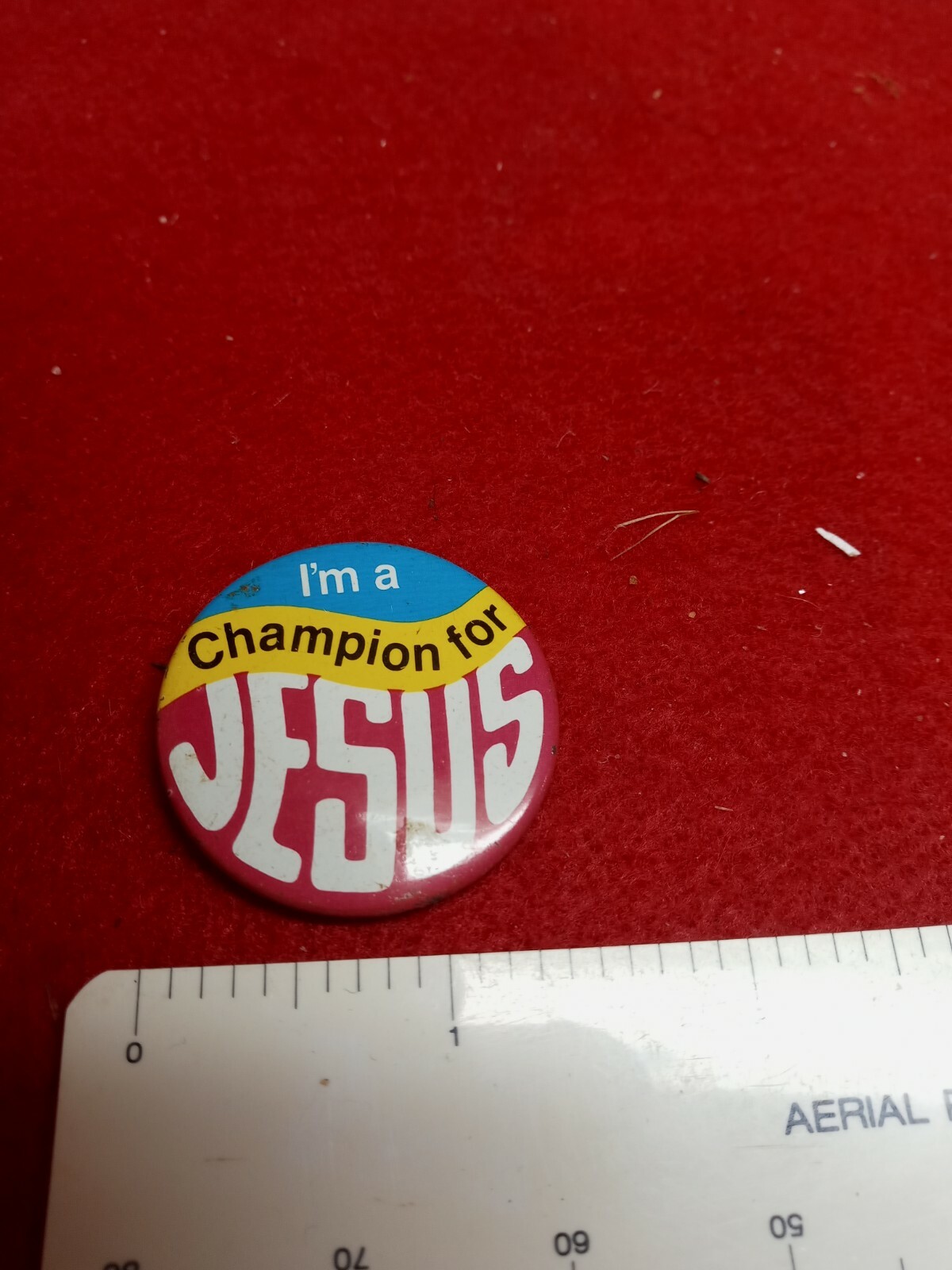 Vintage I'm A Champion For Jesus Pin Back Button 1988 