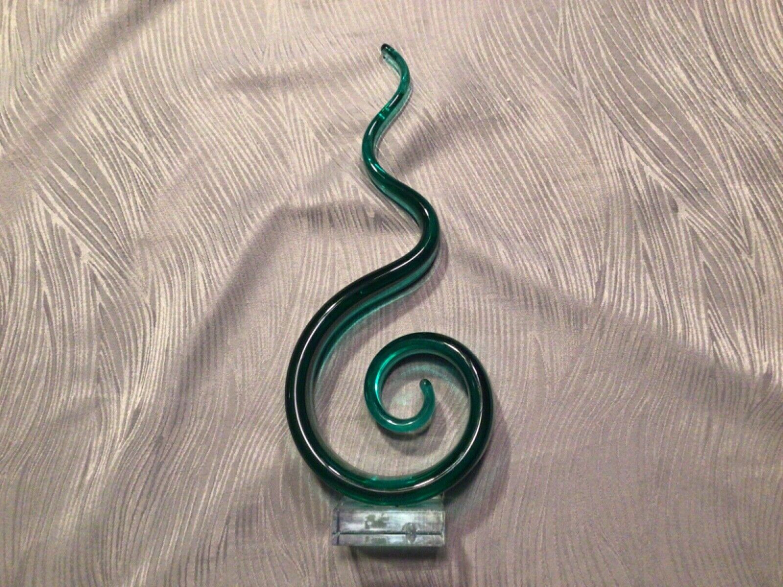 Art Glass Sculpture Murano Style Swirl Abstract Large Vintage Green Twisted