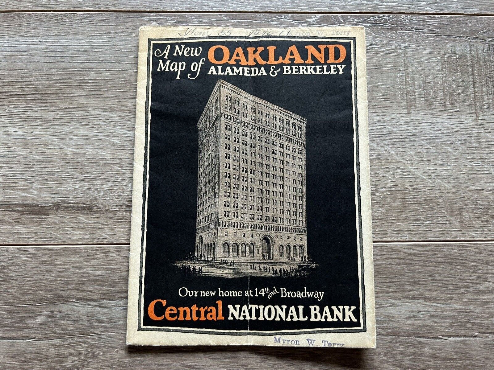 Rare Vintage 1926 Central National Bank Alameda & Berkeley Oakland Fold Out Map