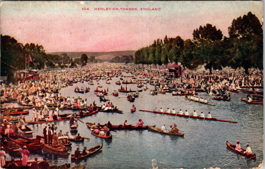 Henley on Thames England 1913 People In Boats Postcard