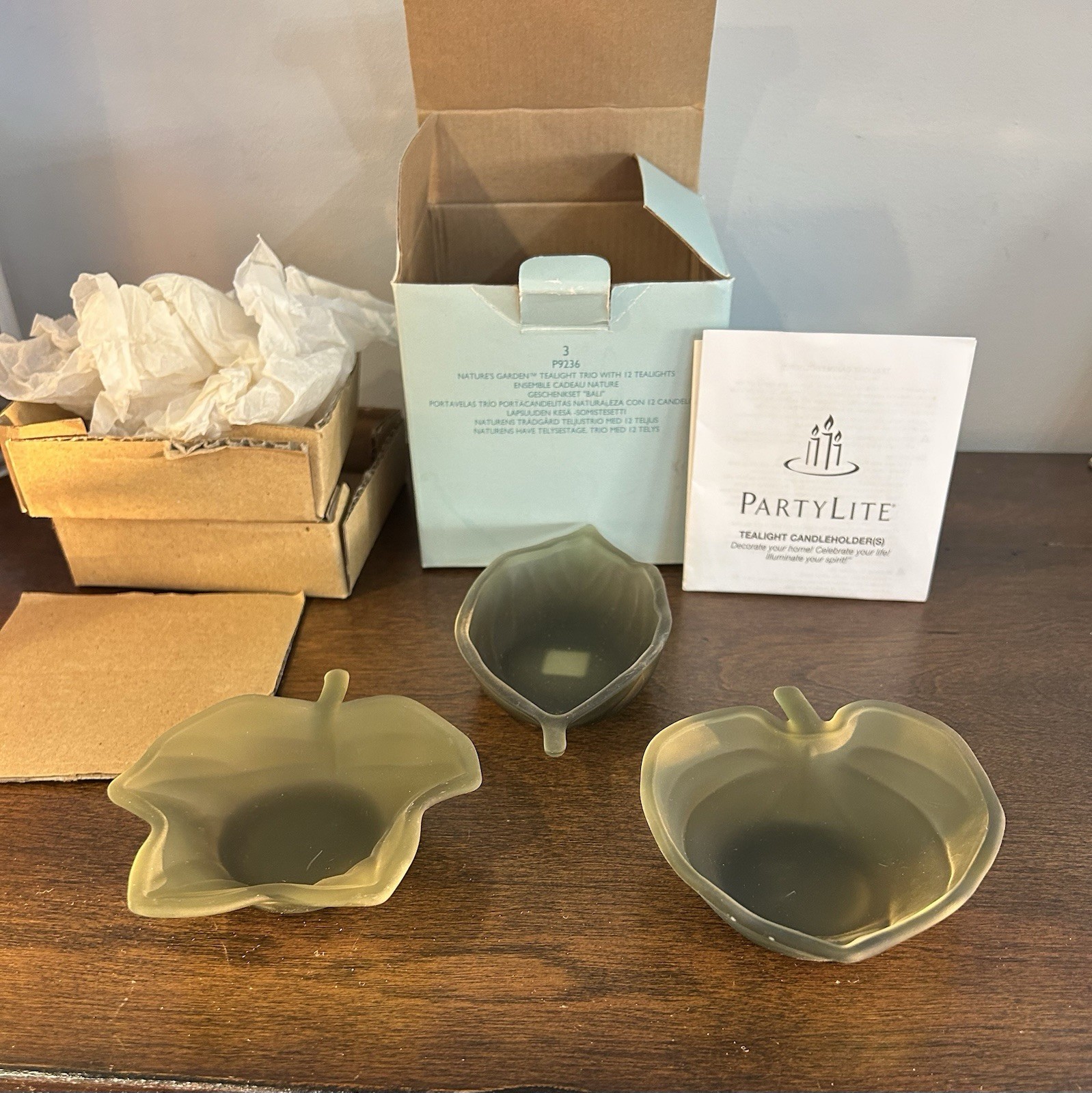 Partylite Nature's Garden Tealight Candle Holder Set of 3 Open In Box Never Used
