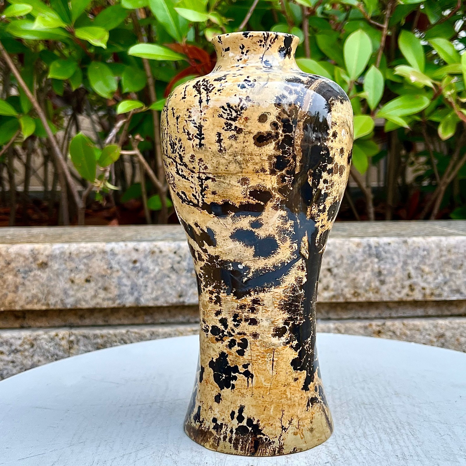 5.07LB High quality Chinese painting stone flower vase specimen decoration