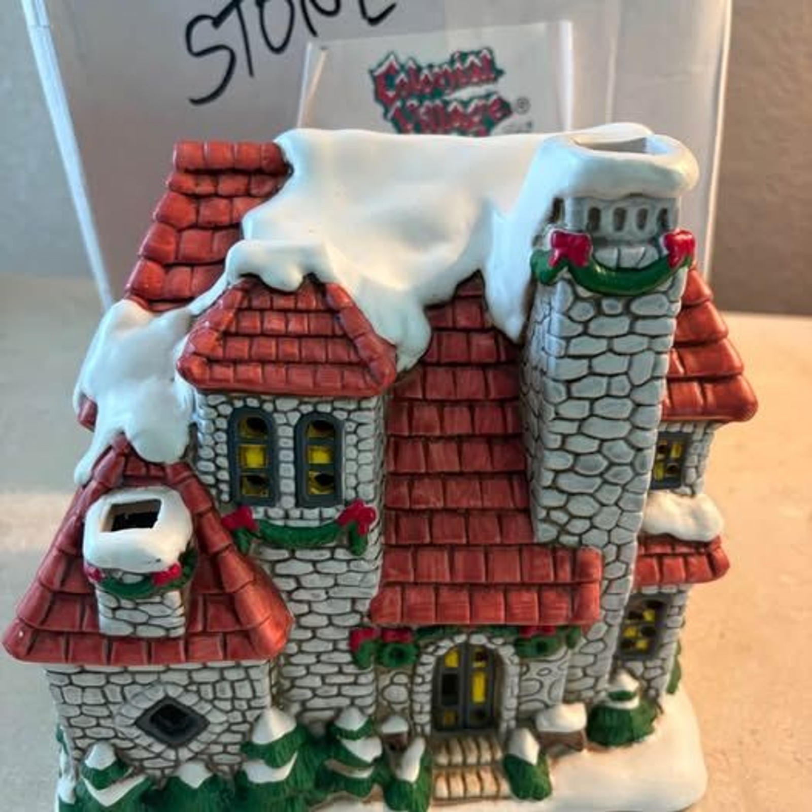 vintage Lefton 1987 Colonial Village Stone House #06338 (u17)