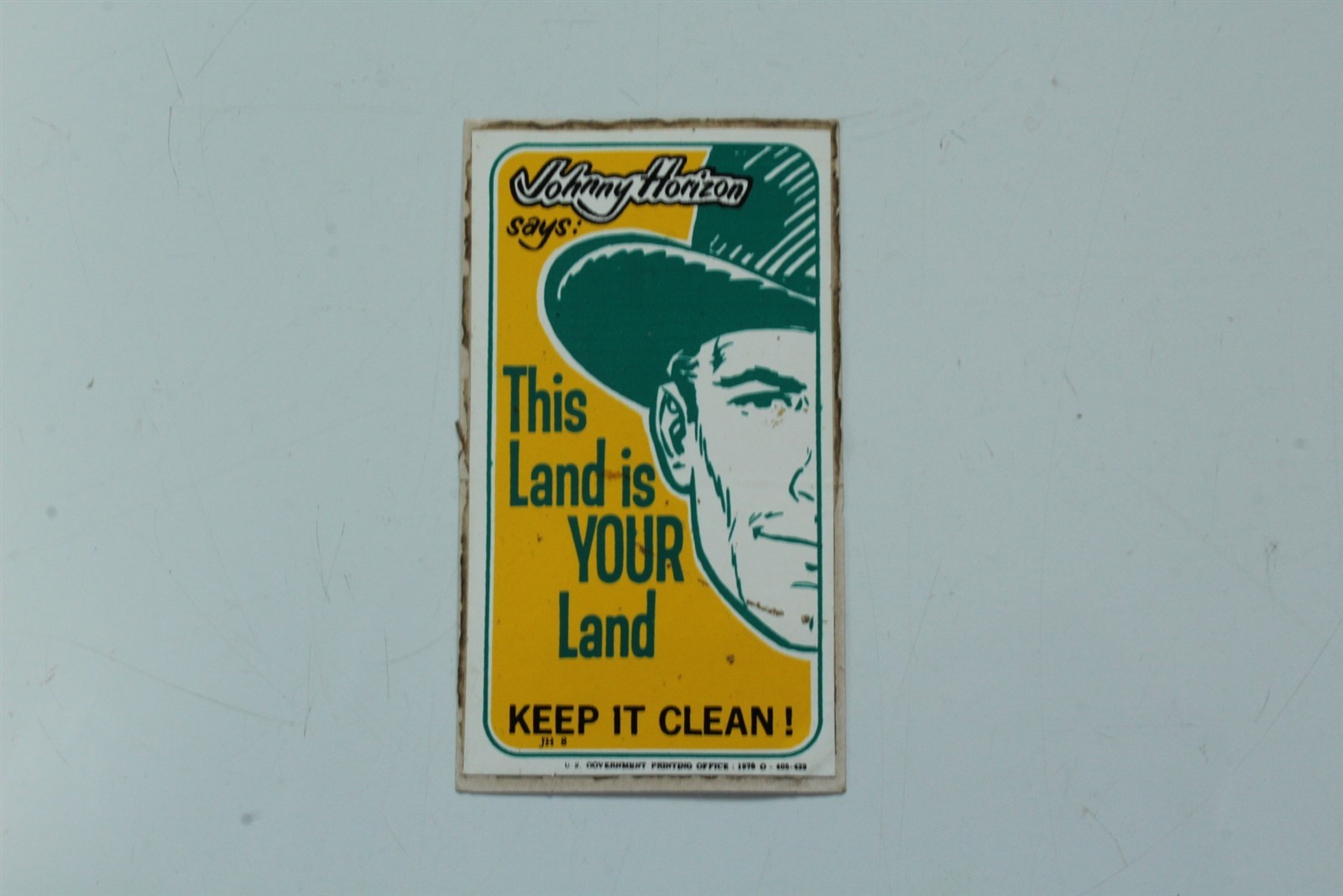 VTG Johnny Horizon Souvenir Sticker Badge This Land Is Your Land Conservation