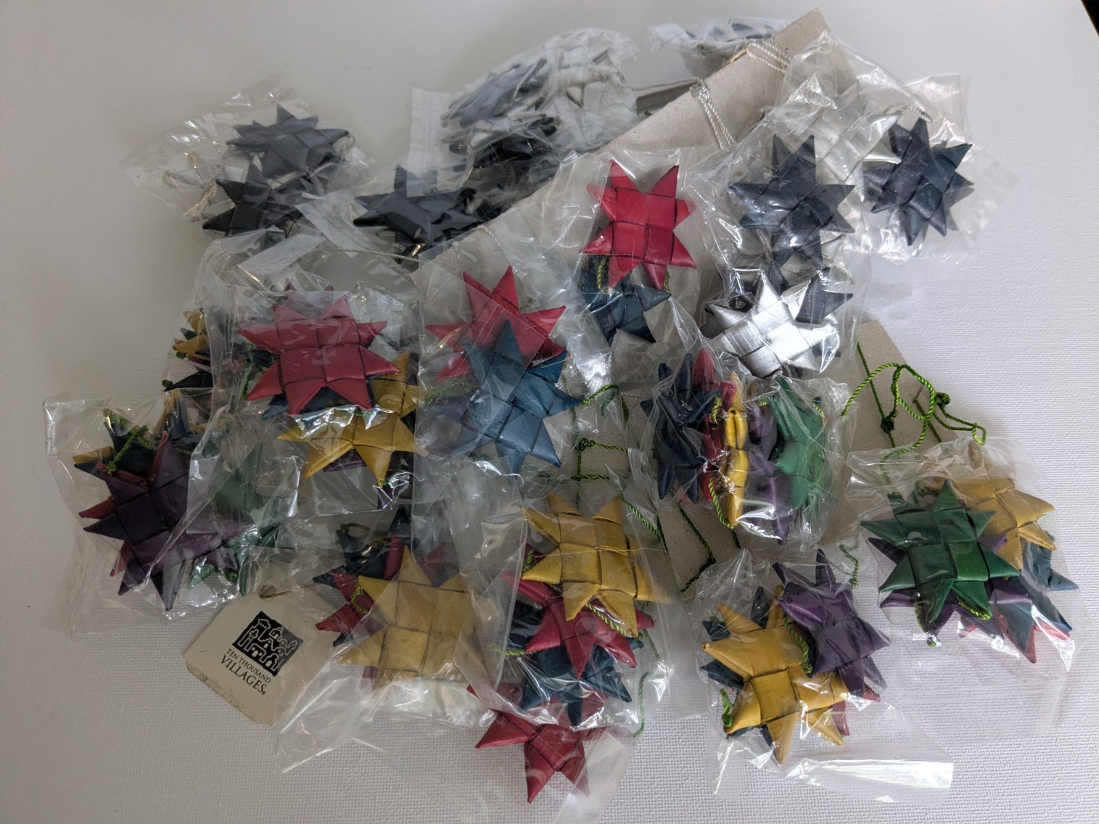 Ten Thousand Villages Star Ornaments Handmade Woven Paper Bangladesh  Approx. 60