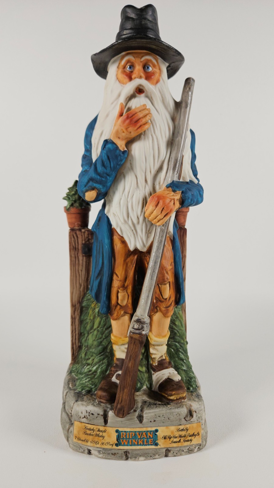 1977 Old Rip Van Winkle Third Design Porcelain Whiskey Decanter Empty Vintage