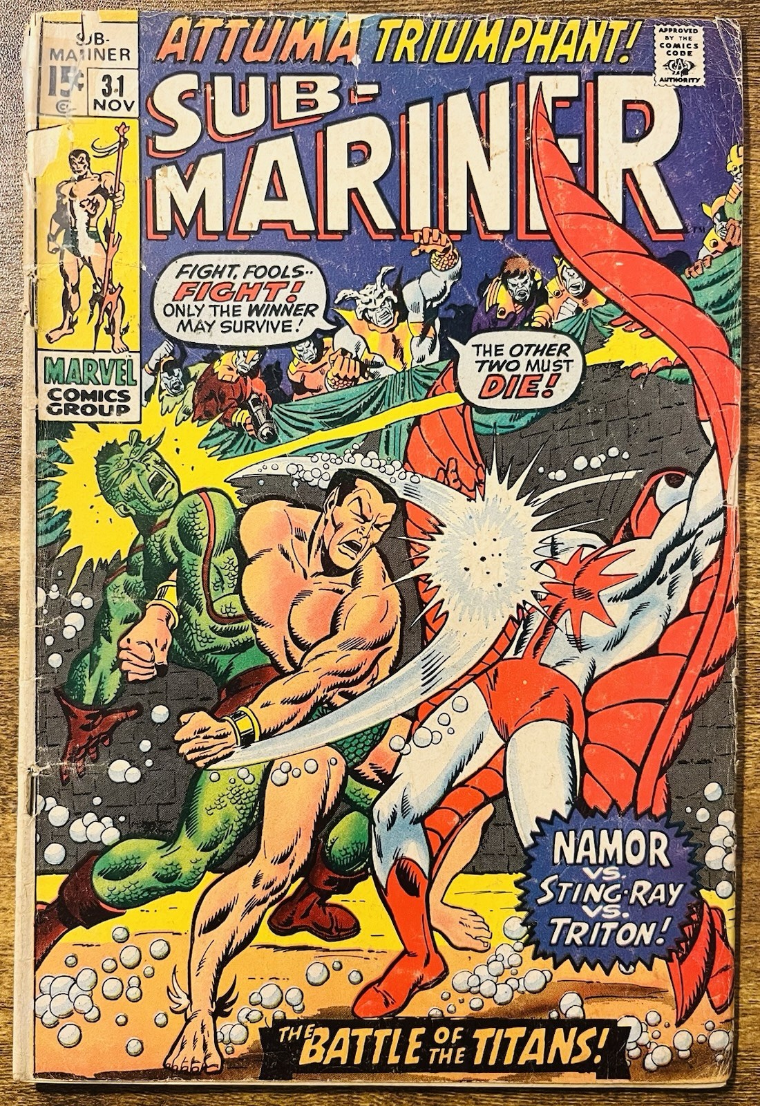 SUB-MARINER 31 SAL BUSCEMA COVER ROY THOMAS STORY MARVEL 1970 VINTAGE