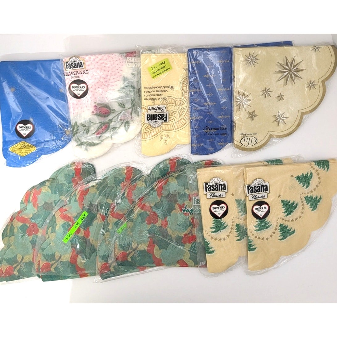 Vtg Rice Paper Napkins Lot Fasana IHR Germany Christmas Scalloped 150+pcs READ