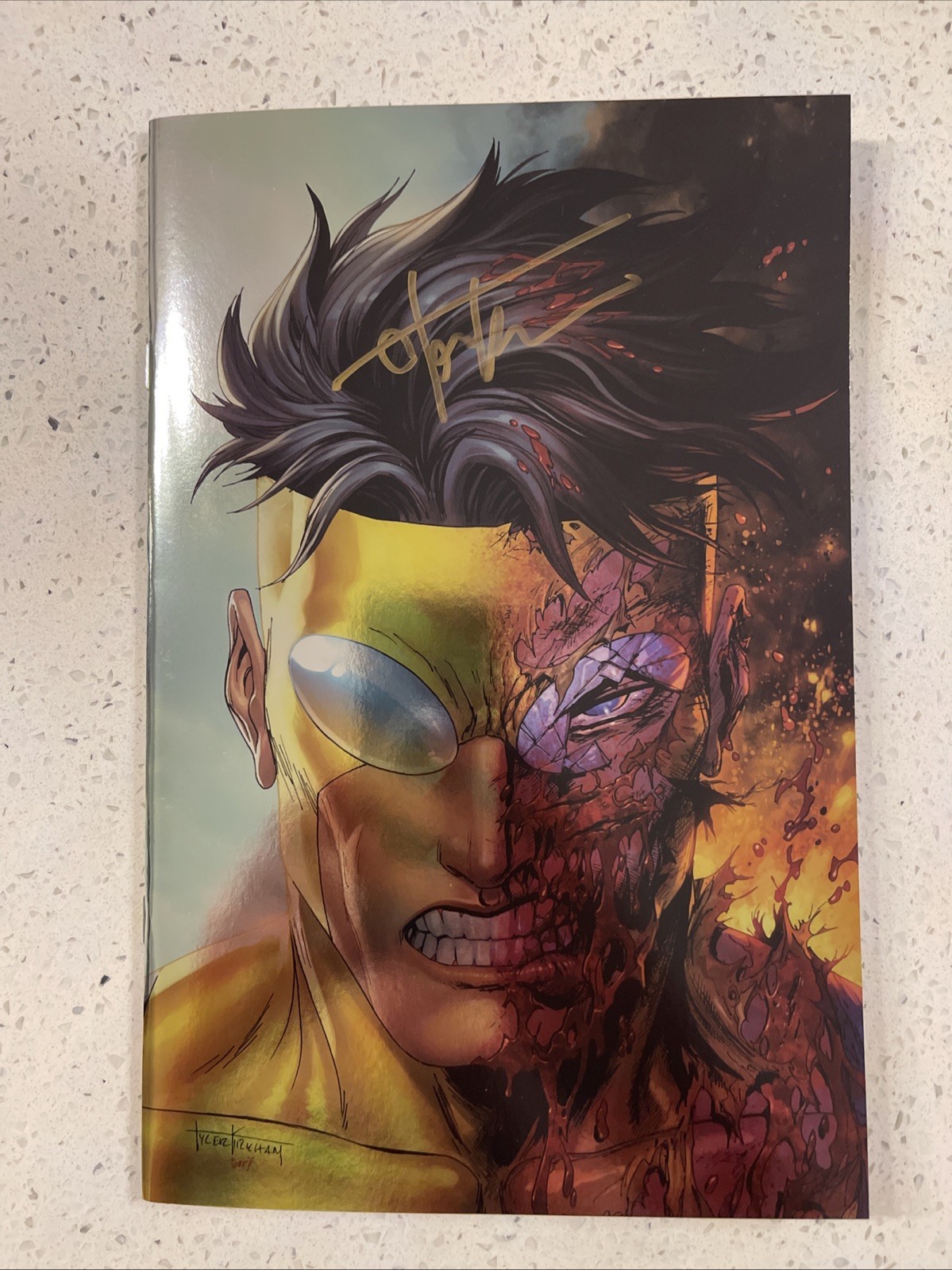 Invincible Returns#1 Tyler Kirkham Battle Damaged _Signed  by Kirkham w/COA.