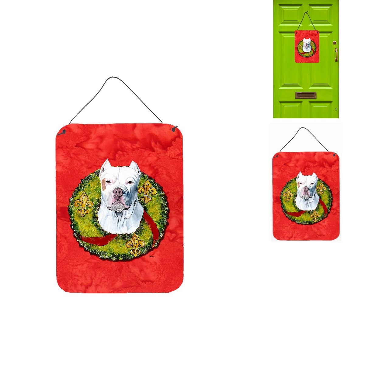 Caroline's Treasures SC9083DS1216 Pit Bull Christmas Wreath 12x16 Multicolor