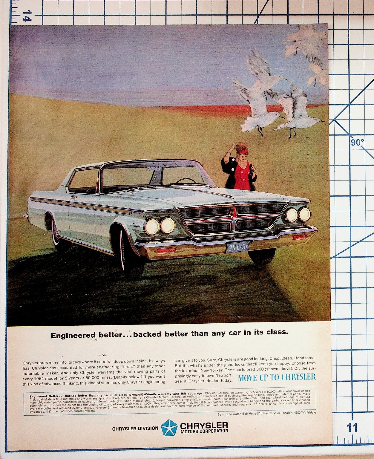 1964 Chrysler New Yorker 300 Car Ad Vintage Magazine Print Ephemera