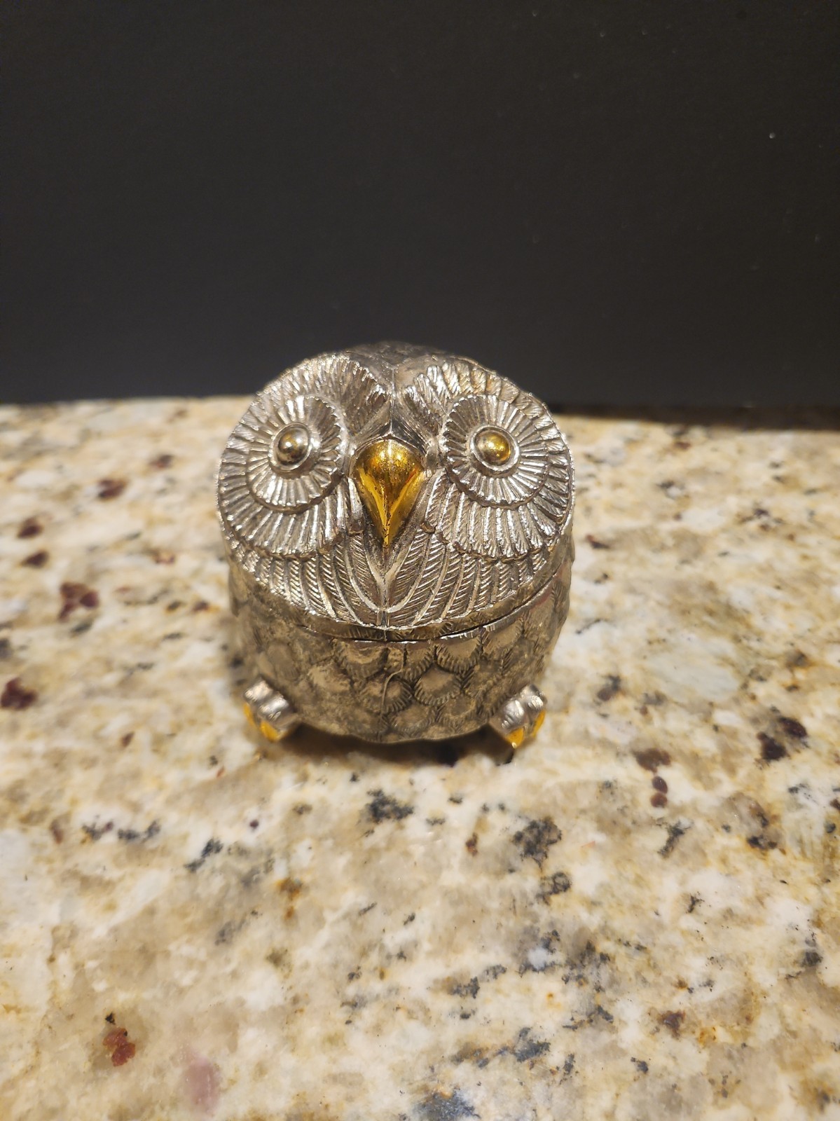 Vintage Sankyo Seiki Brass Owl Shaped Music Box - Plays Love Story Japan 2.75 in