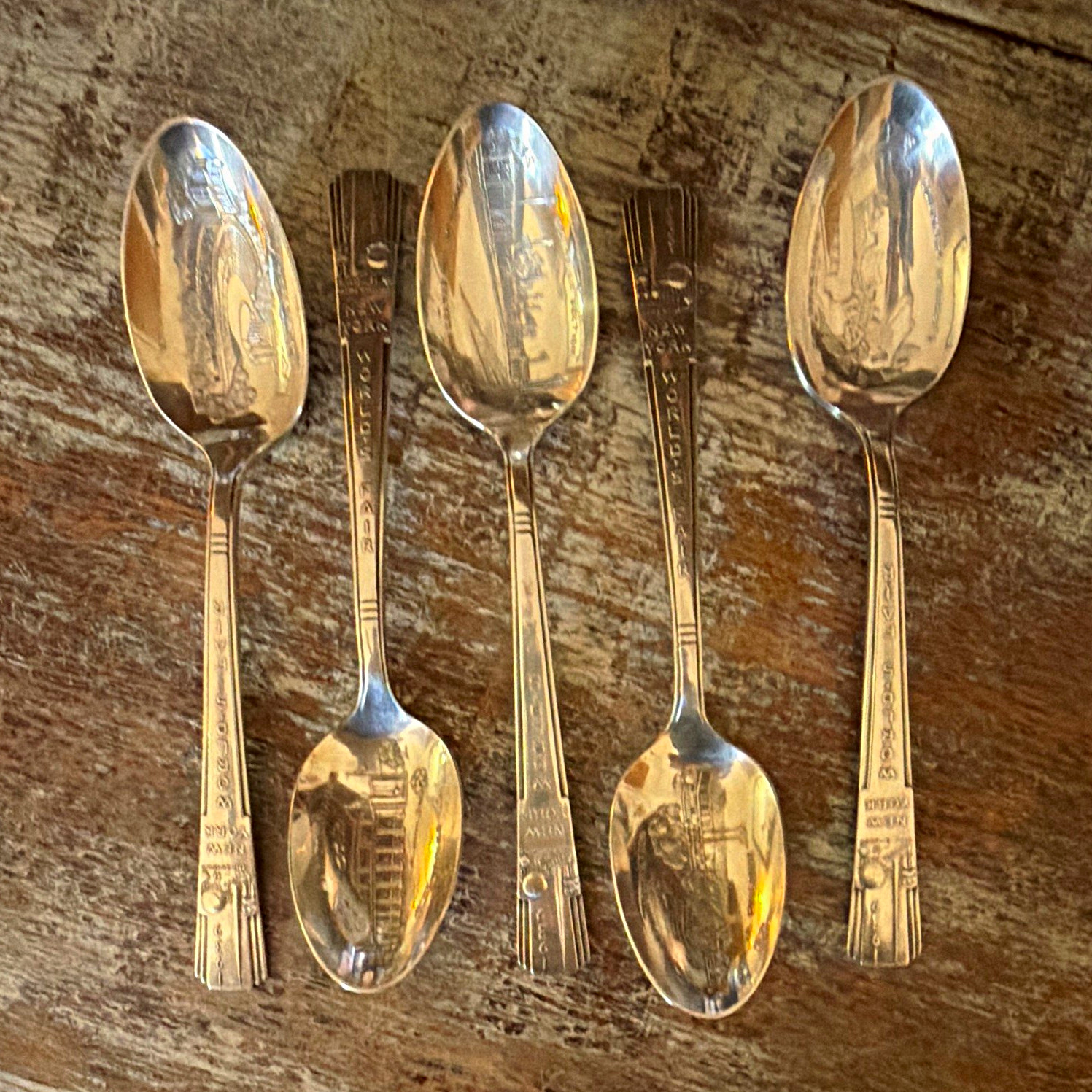 Wm Rogers Mfg Co IS 1939-40 New York World\'s Fair Silverplate Spoons Lot of 5