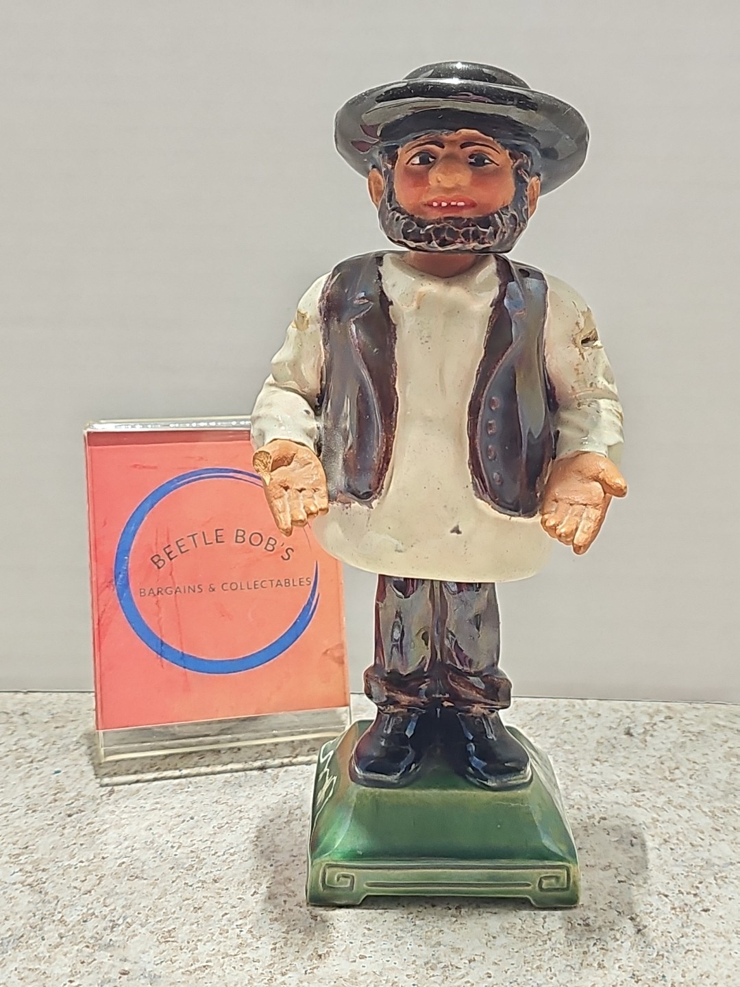 Vintage Bordallo Pinheiro Zé Povinho Portuguese Ceramic Bobblehead Figurine 
