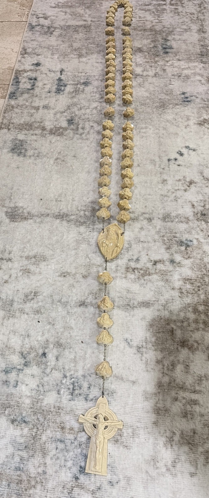 “Very Rare EXTRA HUGE 82” Roman Italy Wall Hanging Carved Resin Religious Rosary