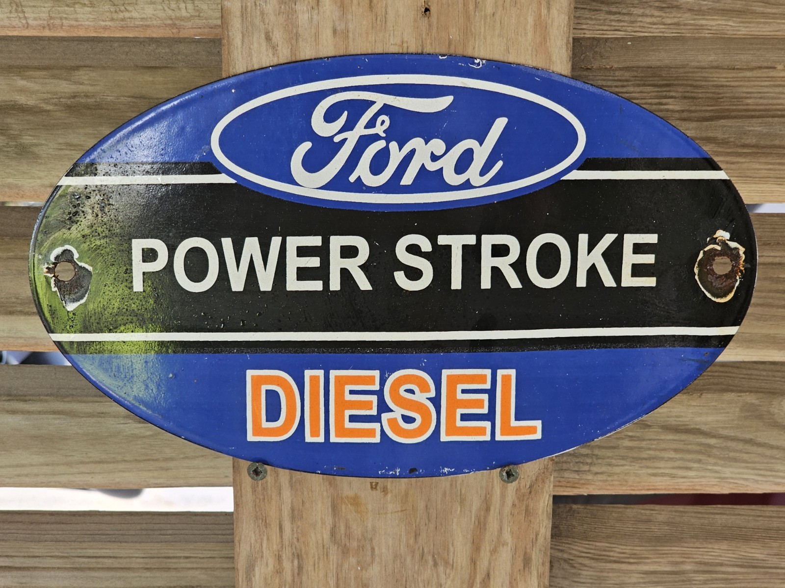 VINTAGE FORD POWER STROKE DIESEL PORCELAIN SIGN 