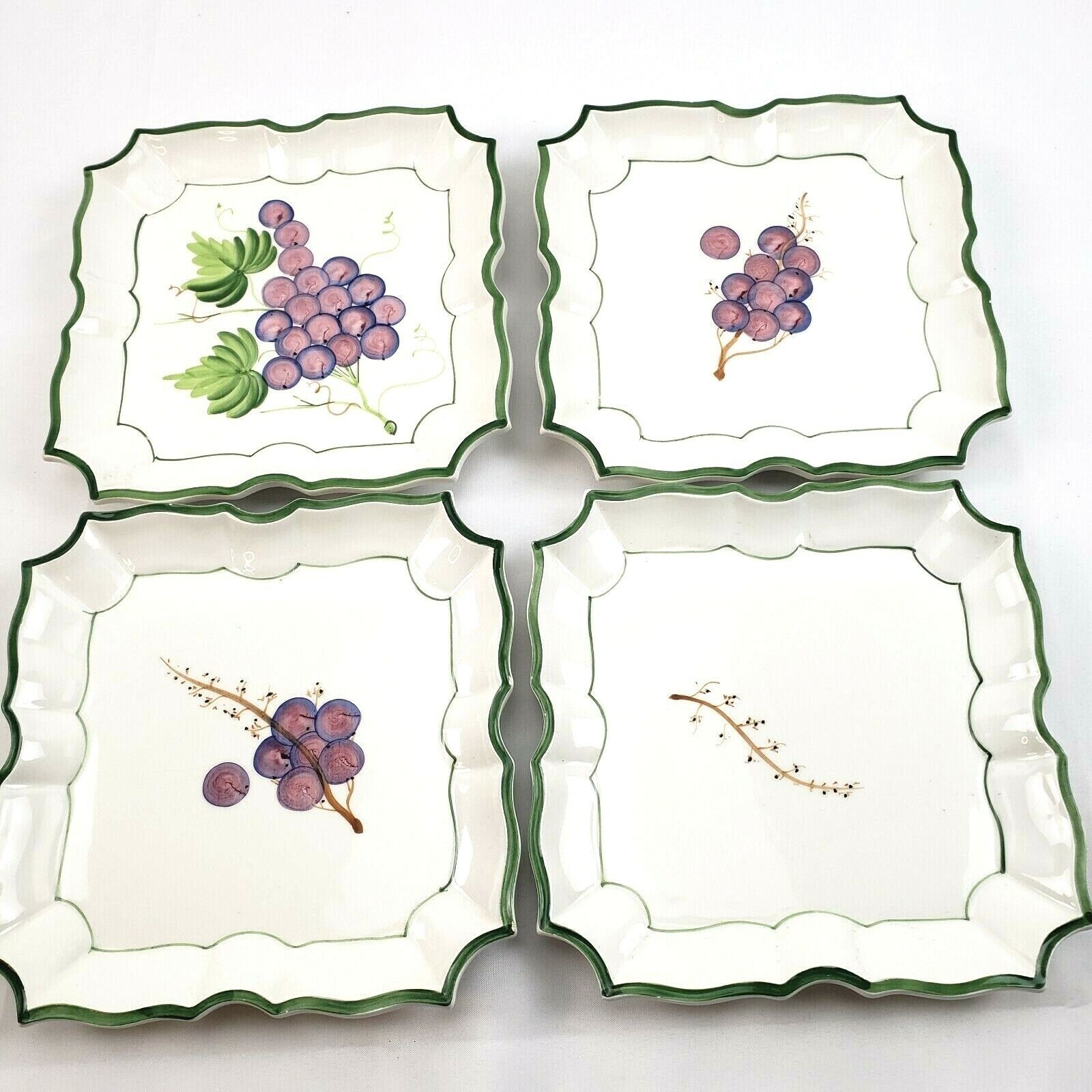 vietri Italy Disappearing Grapes Serving Set Square Dishes Handpainted  Wall Art