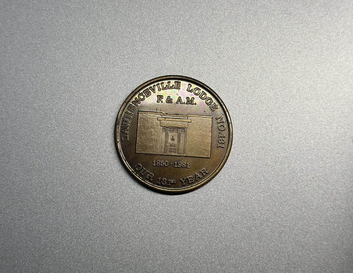 1981 Lawrenceville Georgia Lodge No. 131 Uncirculated Freemason Coin Token