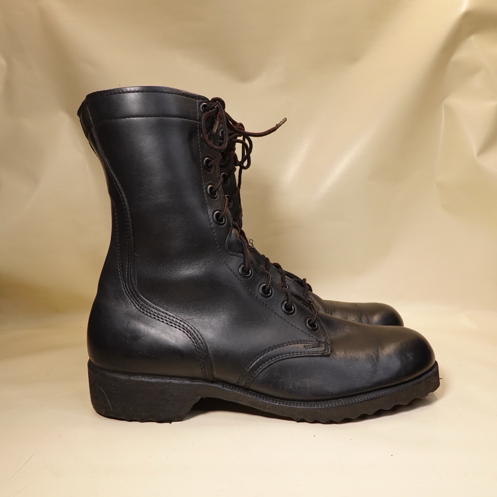 Vintage 1974 Ro Search U.S. Army Military Black Leather Combat Boots Men 10R