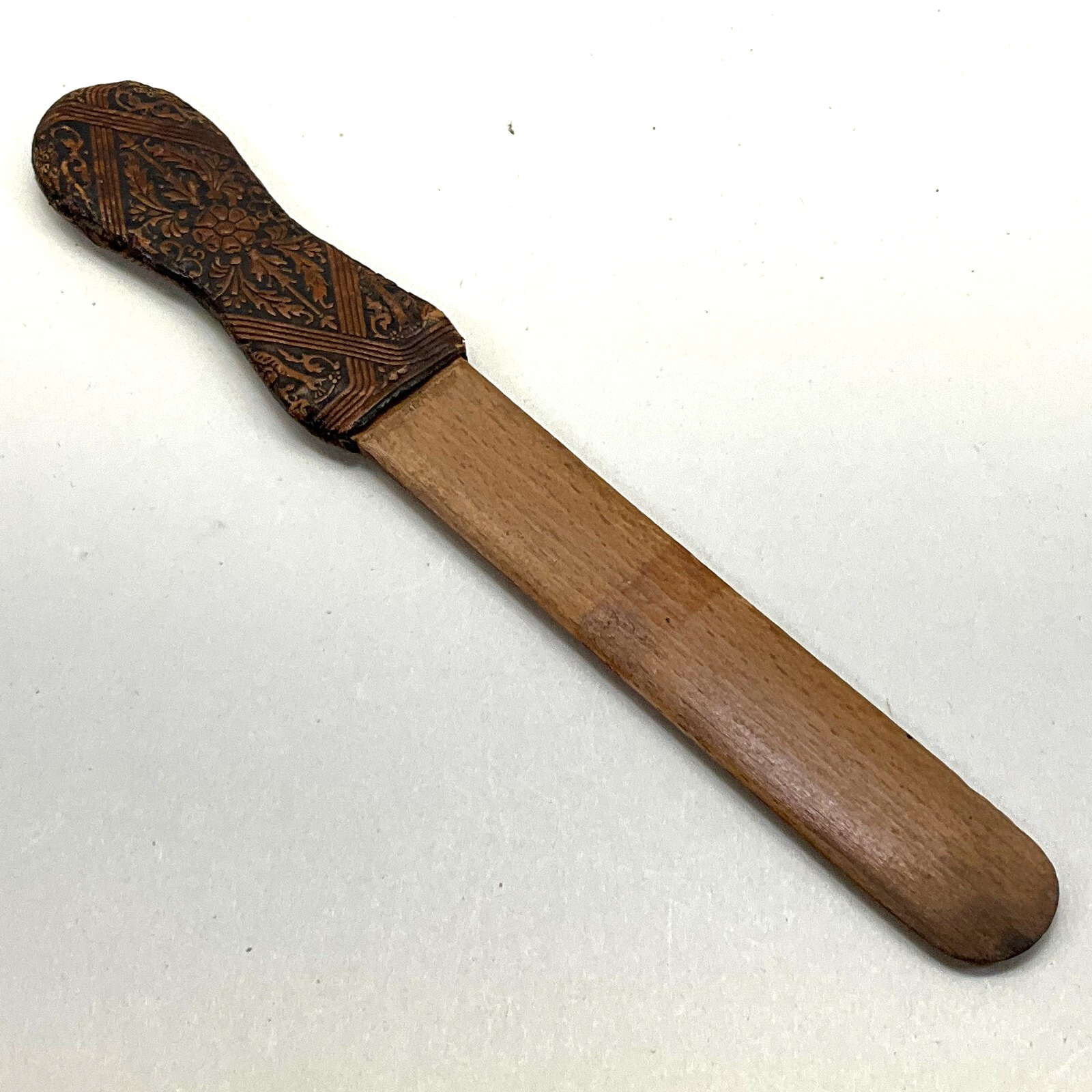 Intricate Carved Wood Folk Art Letter Opener Vintage 9 7/8\