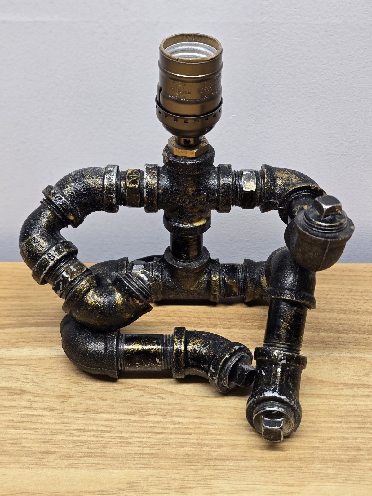 Steampunk Vintage Industrial Metal Robot Table Electric Lamp For Parts Only 