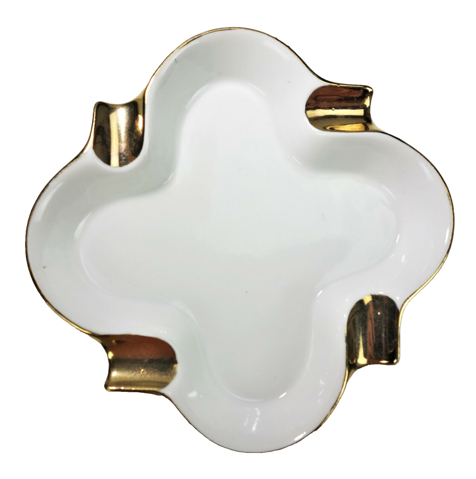 Shafford Ashtray White Porcelain Gold Trim Vtg 70s Japan 5.75” x 5.75”