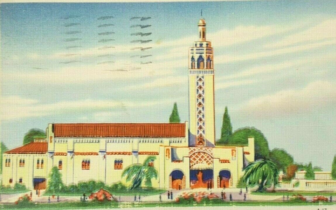 Vintage 1939 New York Worlds Fair \'Florida Building\' Color Linen Postcard