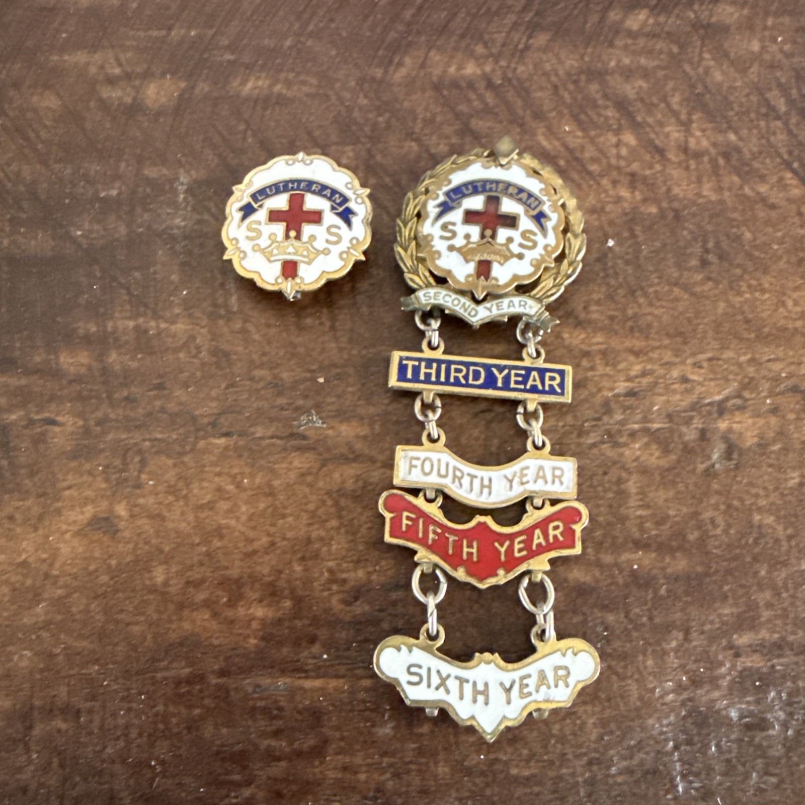 Vintage Lutheran Sunday School Lapel Pin Lot Little's System 10k Gold Fill 9g