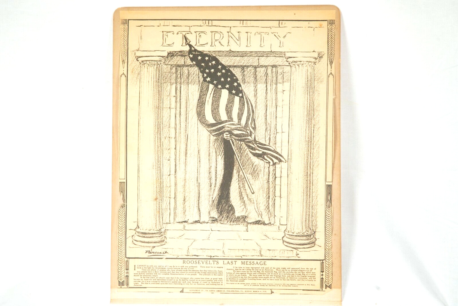 President Roosevelt Last Message 1919 Supplement To The North American 14x11 In