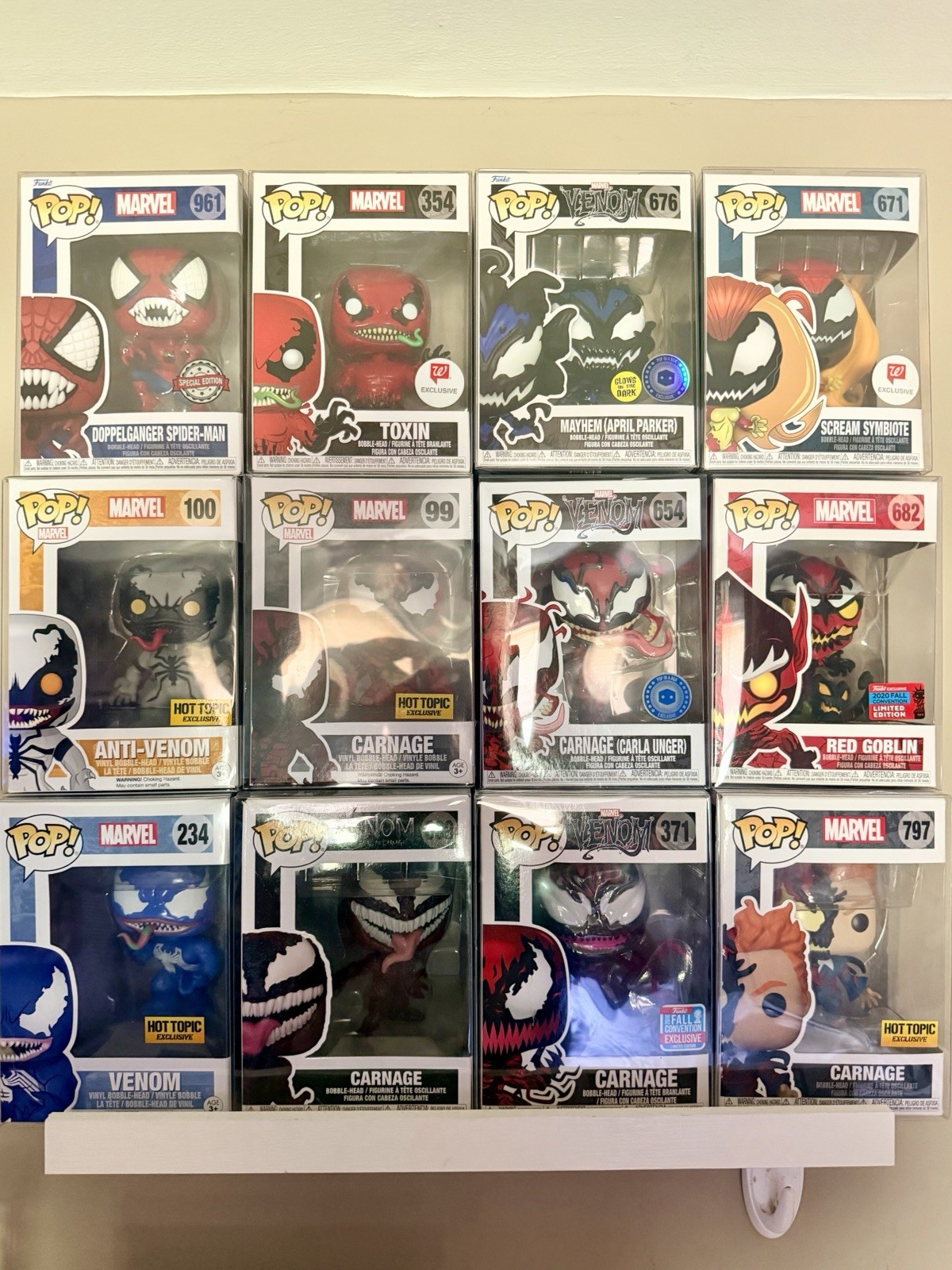 Carnage Venom Funko Lot Exclusives GID PPG shown HUGE PC SALE ALL IN PROTECTORS