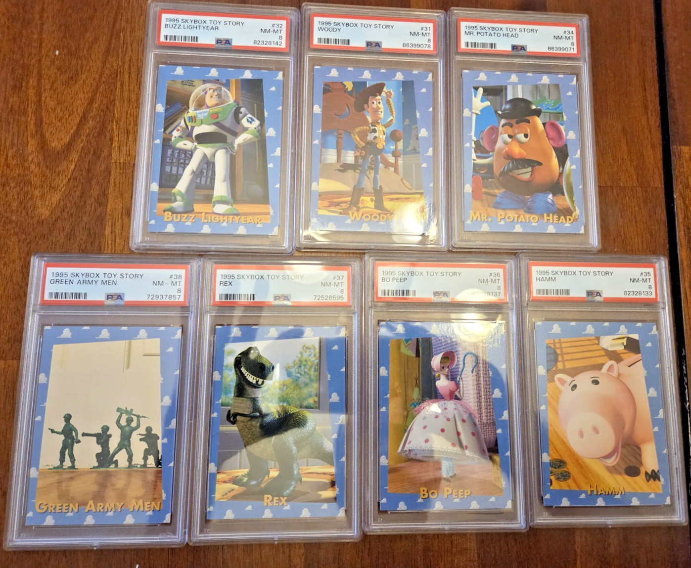 1995 Skybox Toy Story Series 1 Characters Base RC Near Set (7/8) PSA 8 NM/MT