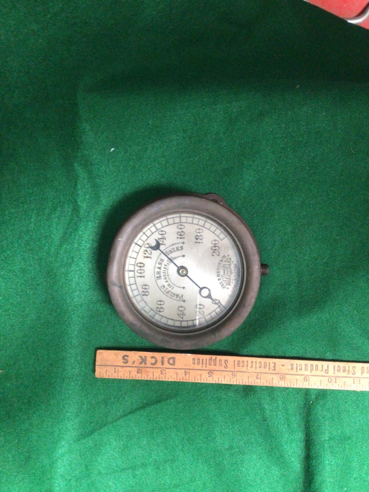 Antique 1865 JAS P MARSH & CO /PACIFIC BRASS WORKS RR Steam Ship Pressure Gauge