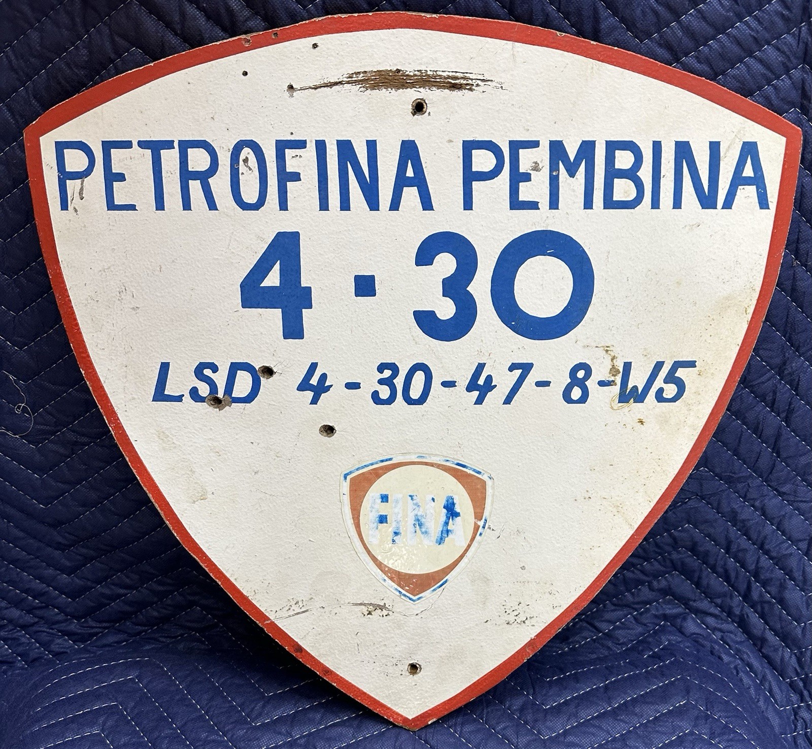 Vintage PETROFINA PEMBINA FINA LEASE Shield SIGN Gas Oil OLD Collection PATINA