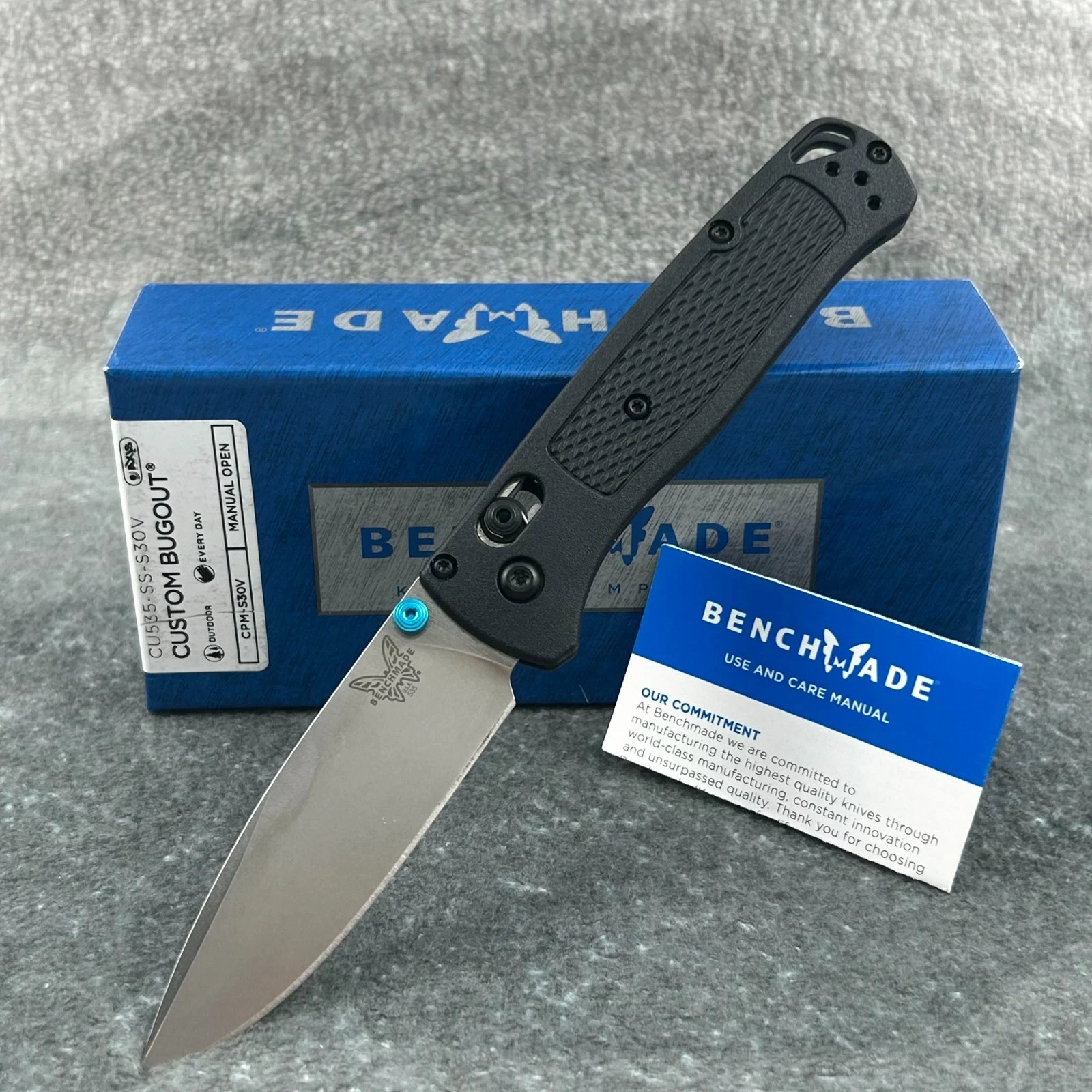 Benchmade-Bugout-(535BK-2) Black CF-Elite Handle CPM-S30V-Satin Drop Point Knive Benchmade-Bugout-(535BK-2) Black CF-Elite Handle CPM-S30V-Satin Drop Point Knive