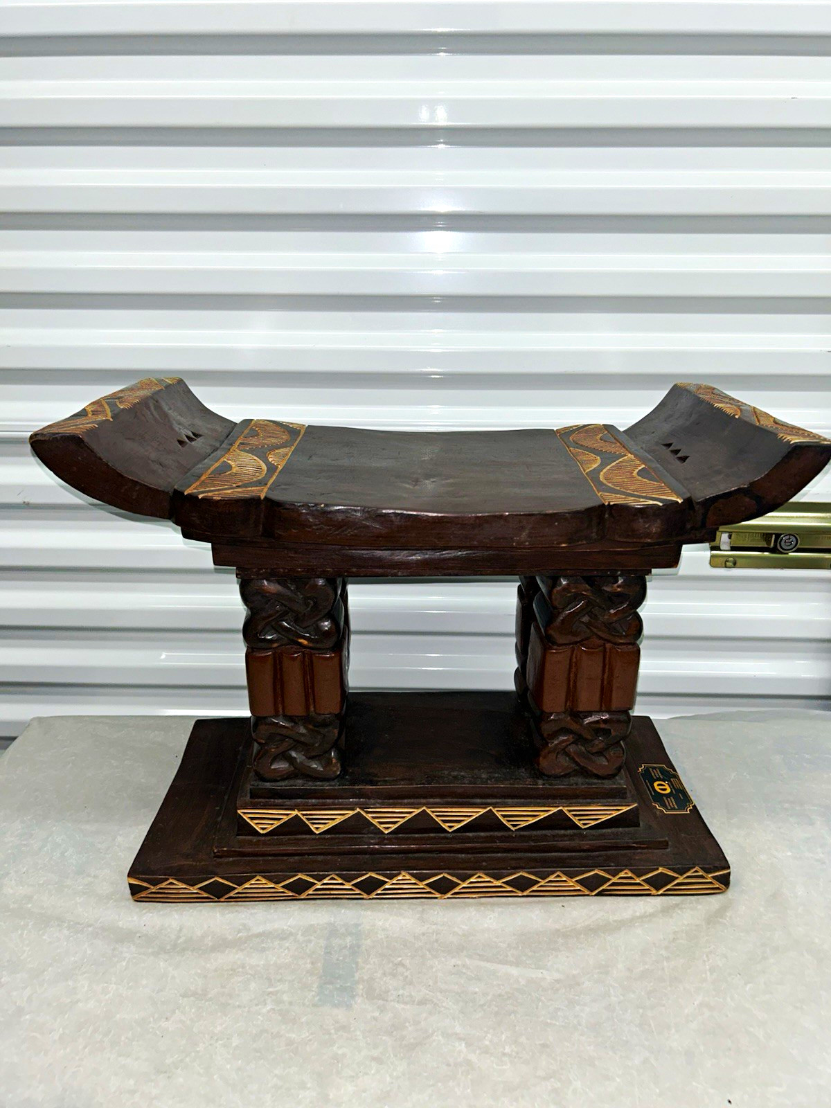 African Ashanti Wooden Stool Handcarved Ghanaian Akan Ceremonial Bench