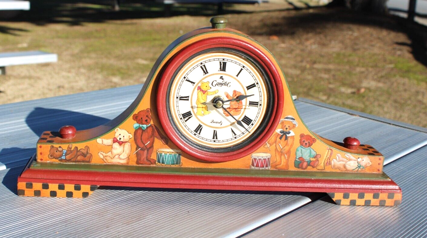Vintage Artist Pamm Bacon Mantle Clock Bears Dollhouse Miniatures signed 1995
