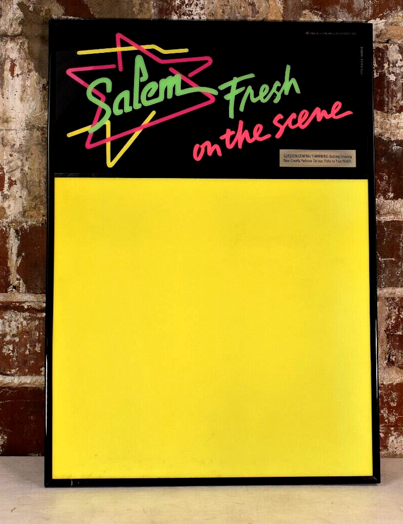 Vintage 1989 Salem Cigarettes Neon Dry-Erase Board Fresh On The Scene