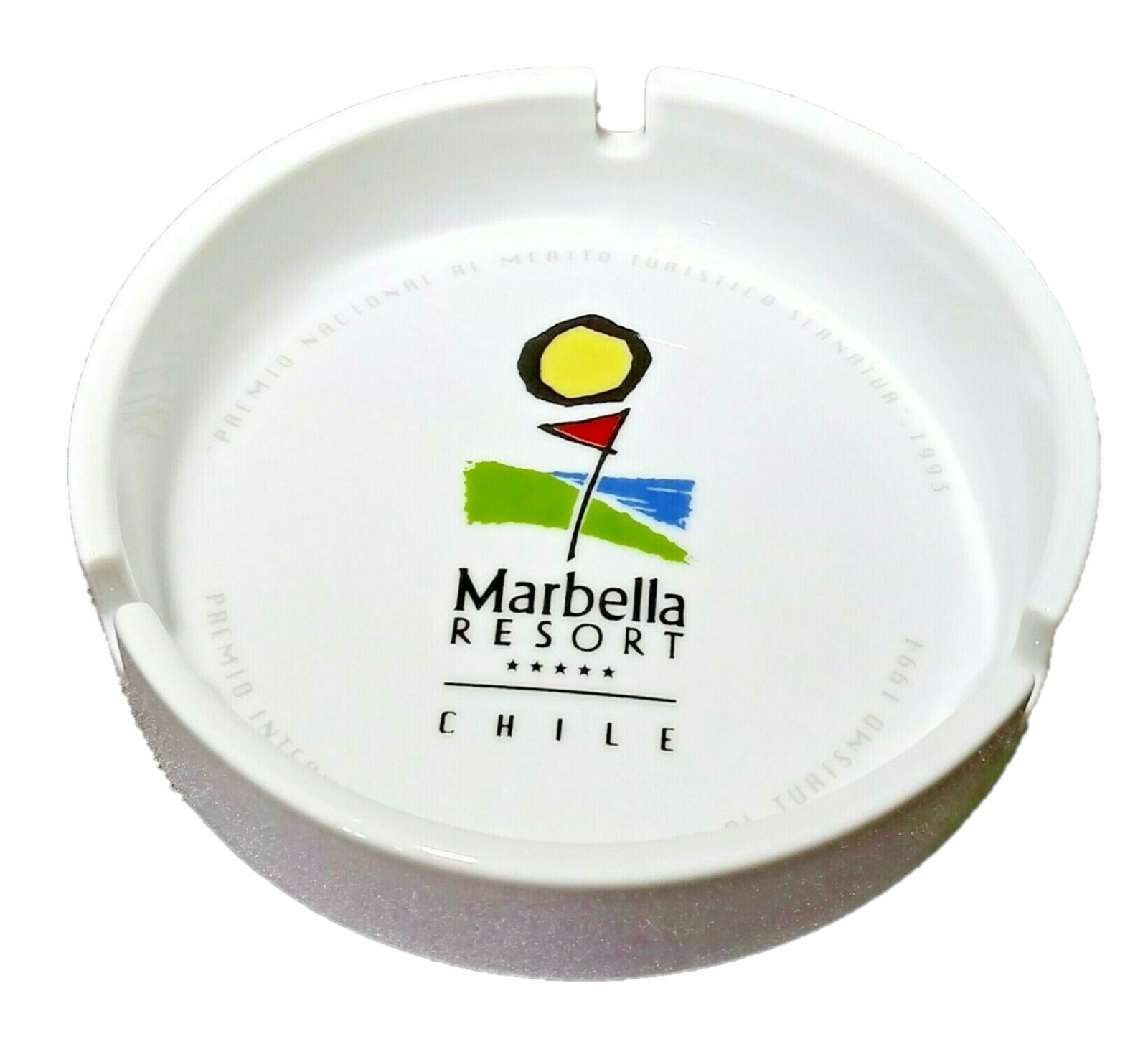 Vintage Florencia Marbella Resort Chile Souvenir Ashtray White Ceramic
