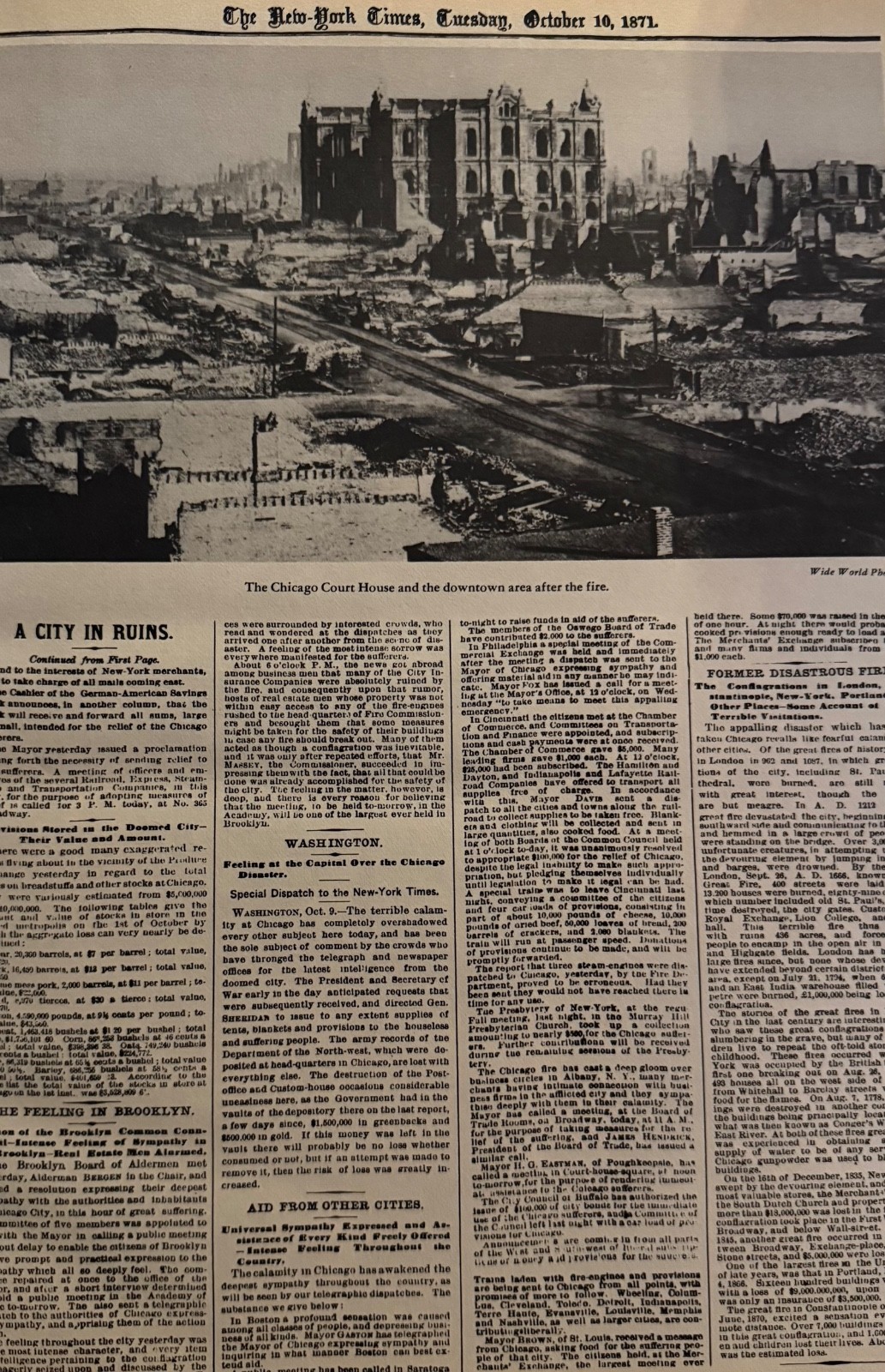 Vintage Chicago Fire NEW YORK TIMES News Article Estate Sale Vintage Chicago Fire NEW YORK TIMES News Article Estate Sale