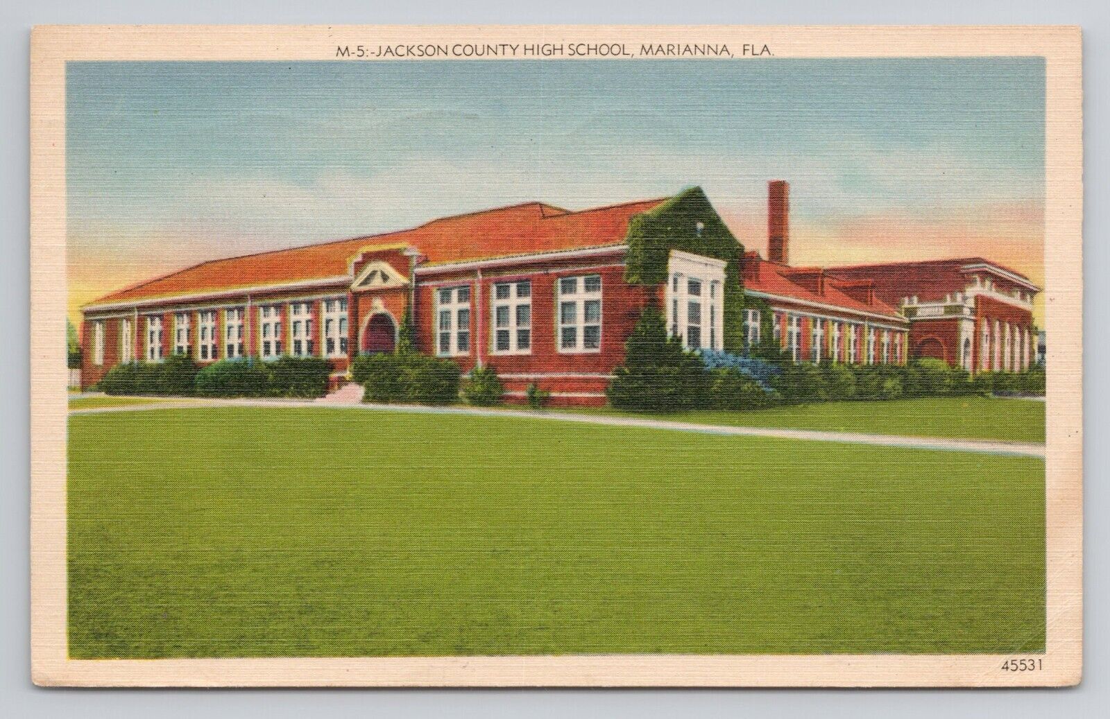 Jackson County High School Marianna Florida Linen Postcard No 5900