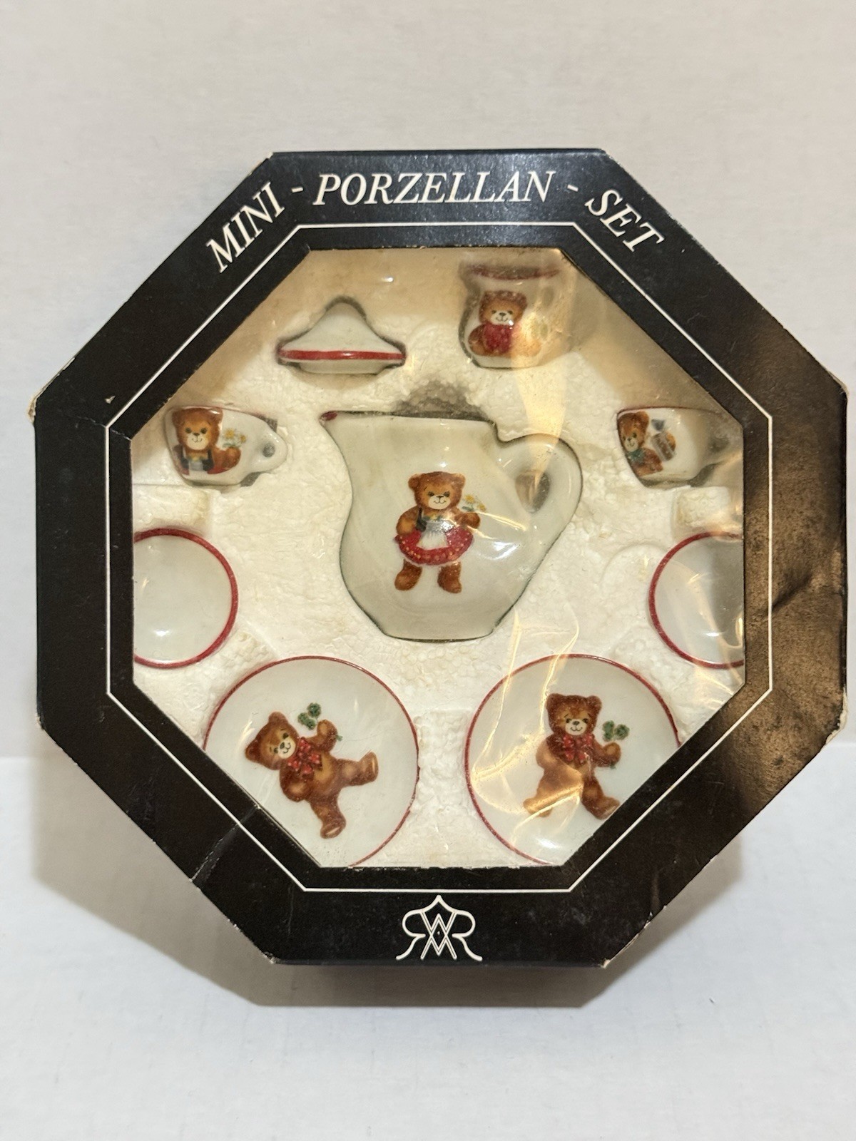 Reutter Mini Porcelain Hand Painted Teddy Bear Tea Set Made Germany