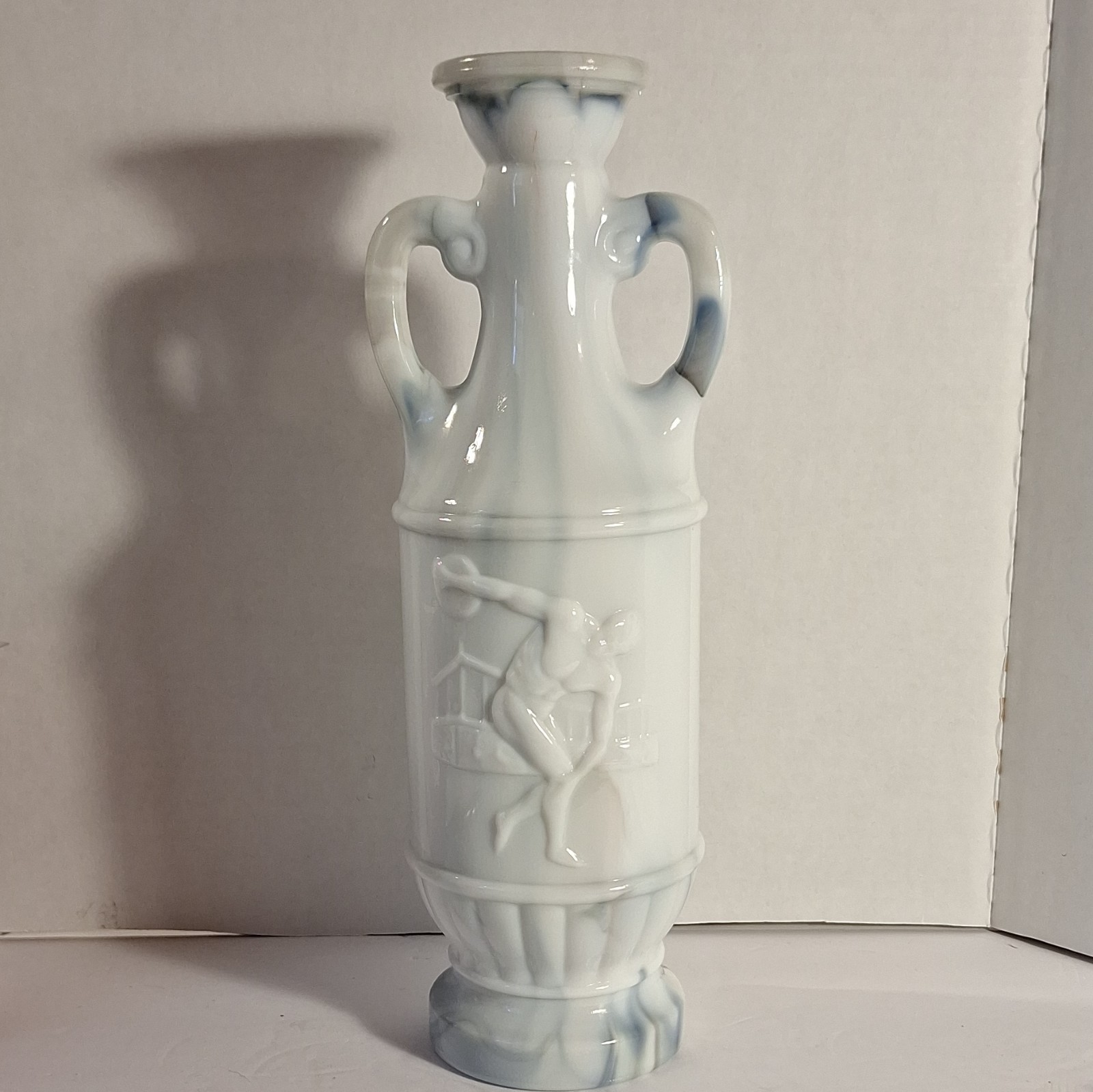 71 Jim Beam Marble Slag Glass Decanter featuring an Greek Olympic Discus Thrower