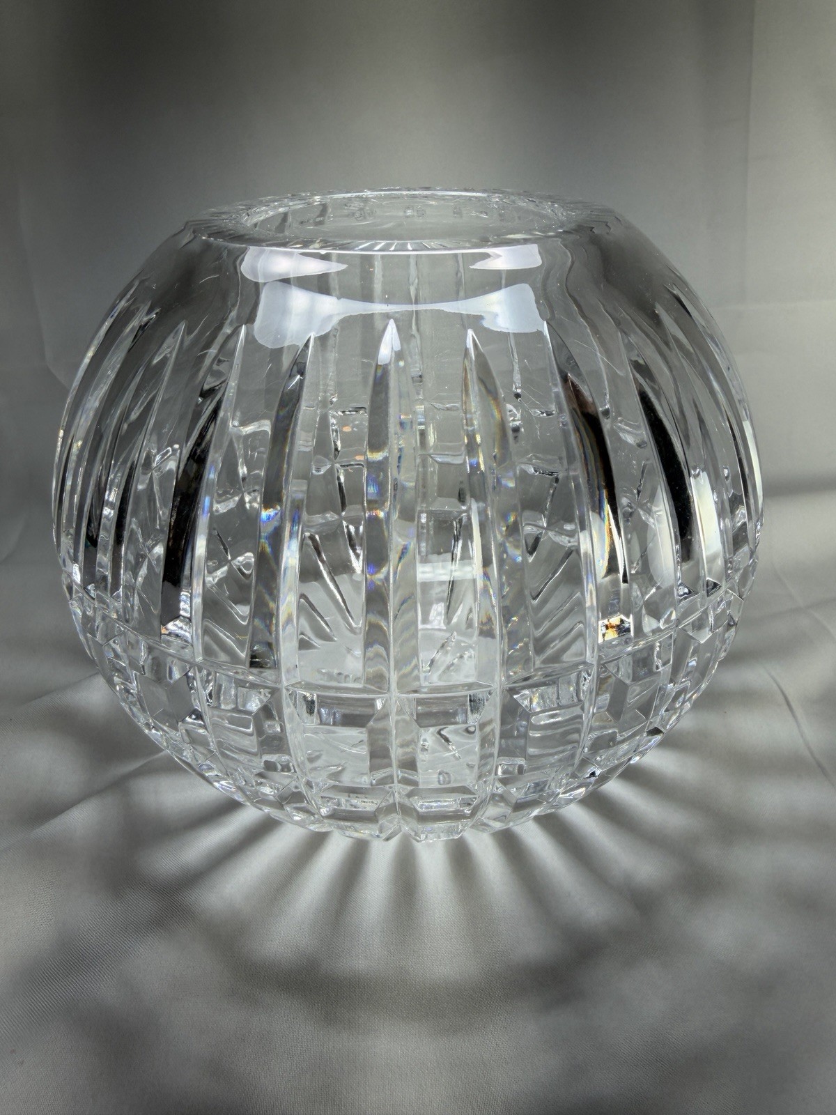 Ceskci Bohemian Lead Crystal Hand Cut  Bowl Vase Centerpiece Candleholder 6”