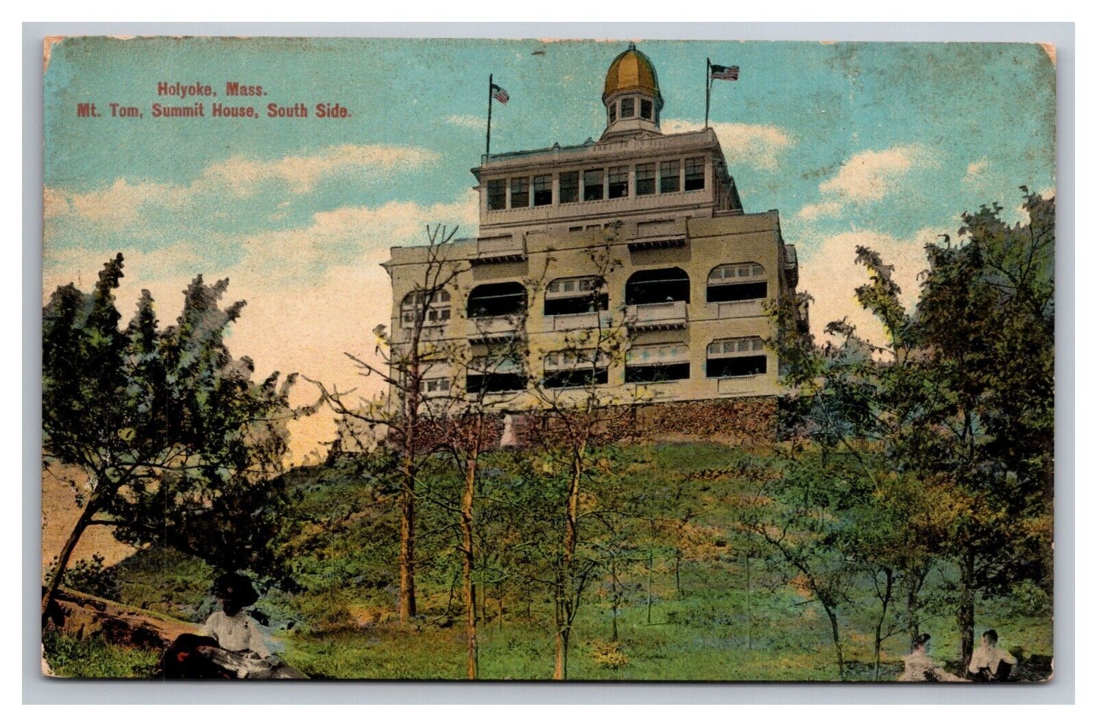 Postcard Holyoke Massachusetts Mt. Tom Summit House South Side