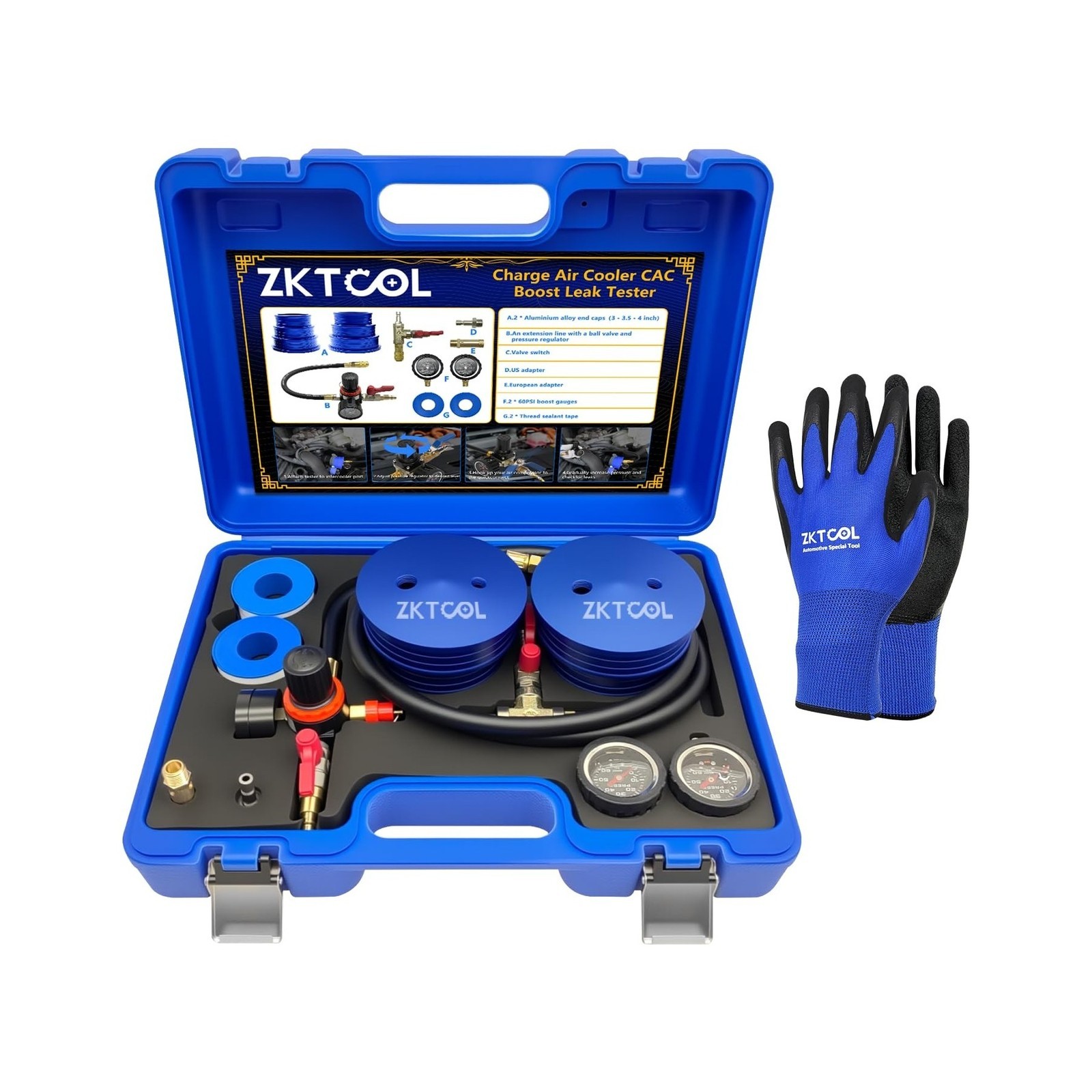 ZKTOOL Charge Air Cooler CAC Boost Leak Tester with 4\ ZKTOOL Charge Air Cooler CAC Boost Leak Tester with 4\