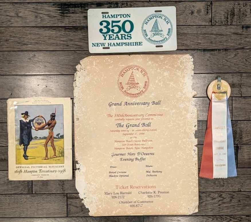 1938 1988 Hampton Beach New Hampshire Tercentenary 350 Parade Grand Ball Ribbon